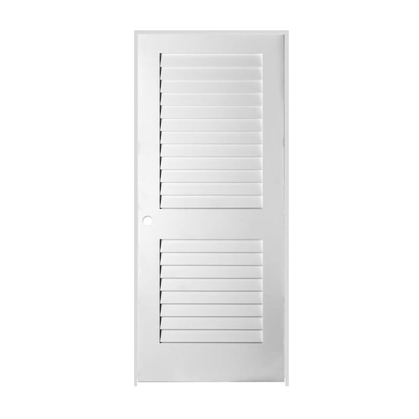 Trimlite 34"x80"x13/8" Primed Plantation Louver Interior Shaker 71/4" RH Prehung Door Brushed Chrome Hinges 2168pri8730RH26D714 - main